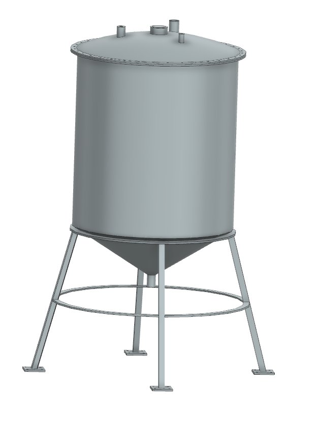 Final assembly render of the tahini mixing tank in Siemens NX